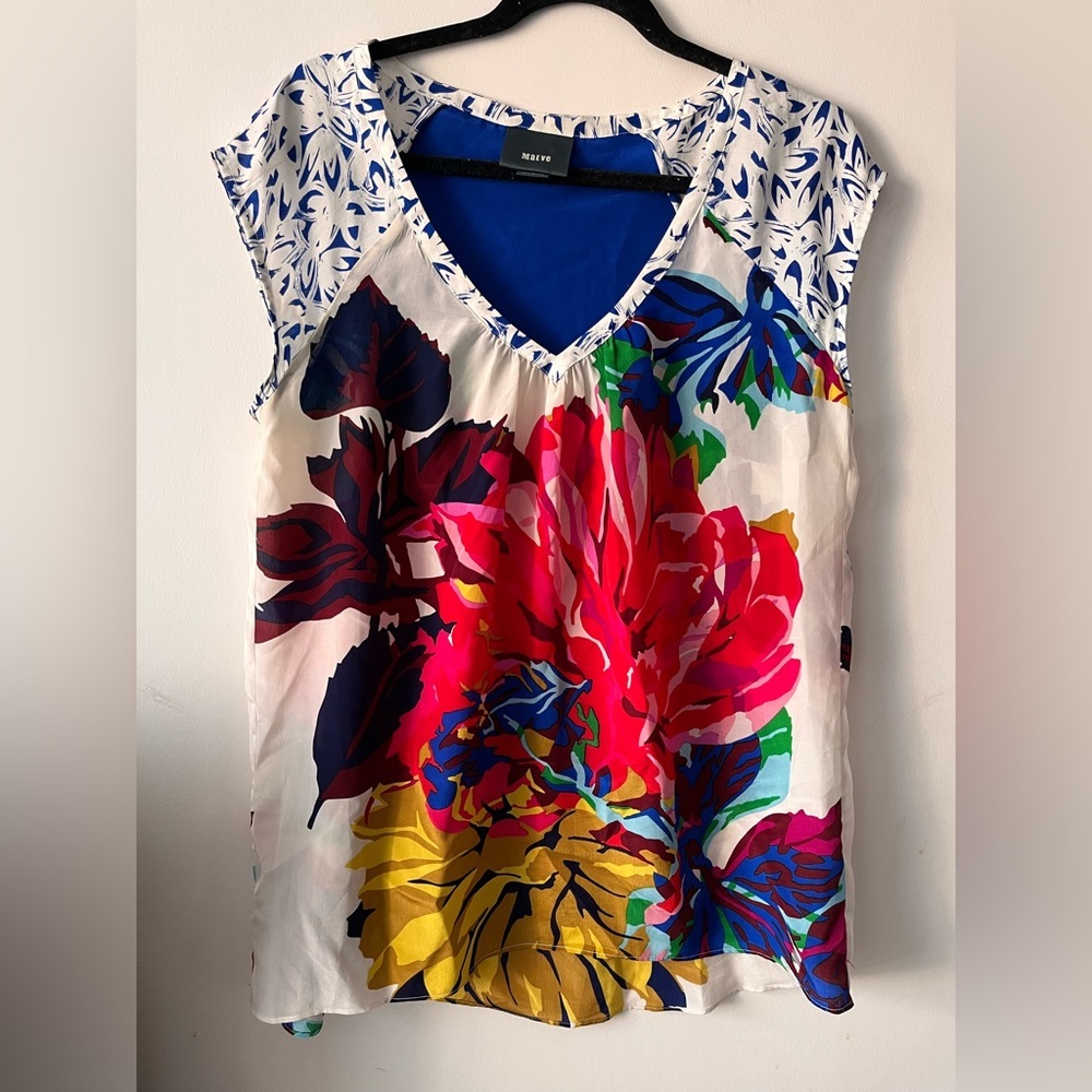 Anthropologie Maeve 100% Silk Floral Blouse